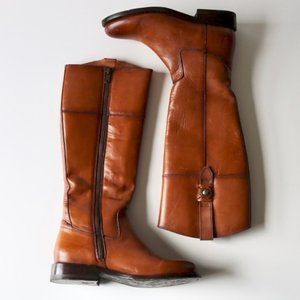 Frye Jayden Button Tall Brown Tan Riding Boot